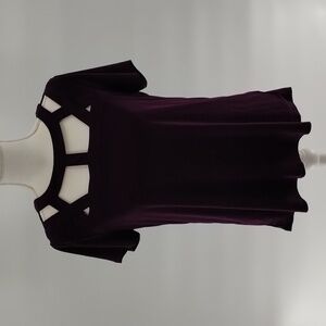 A.U.W. (AUW) plum purple color open neck blouse short sleeve size medium